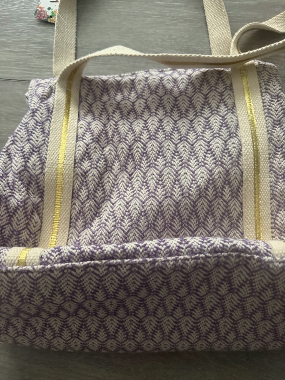 Handwoven Purple Patterned Tote Bag with Embroidered Eye Motif - Picture 5 of 6
